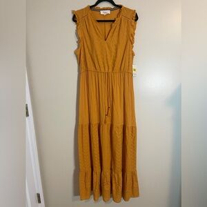 Nurture by Westbound Dress Womens L Yellow Maxi Cottagecore Peasant Garden Girl